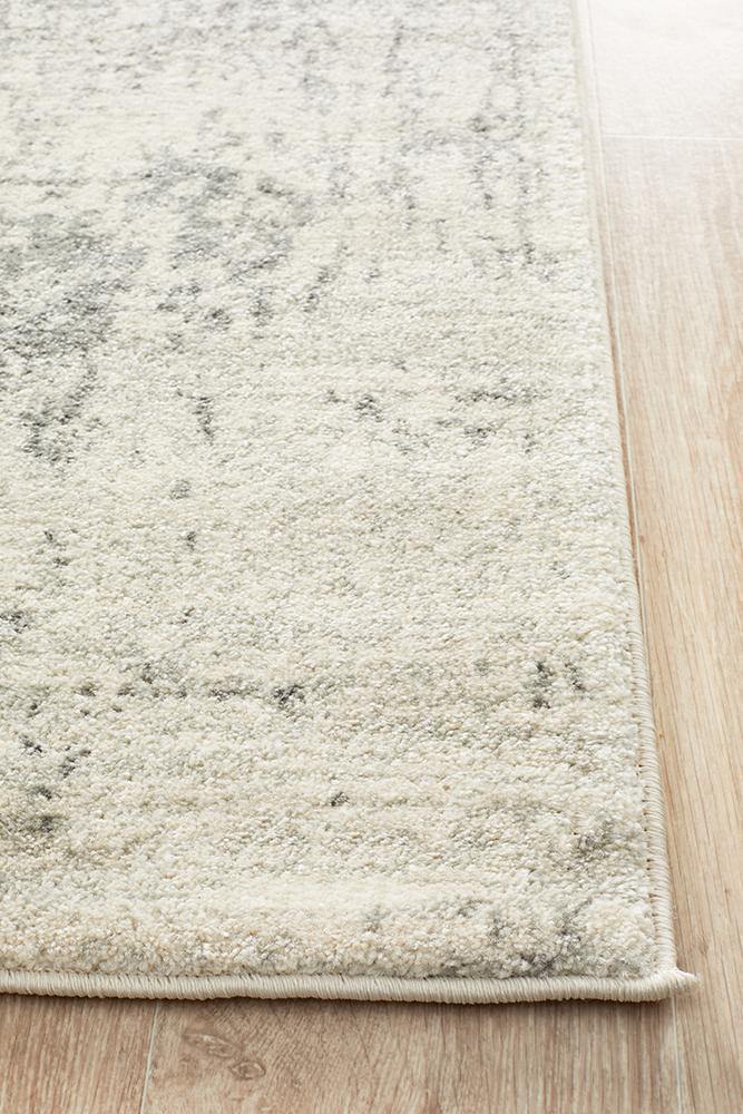 Evoke Dream White Silver Transitional Runner Rug - Cozy Rugs Australia