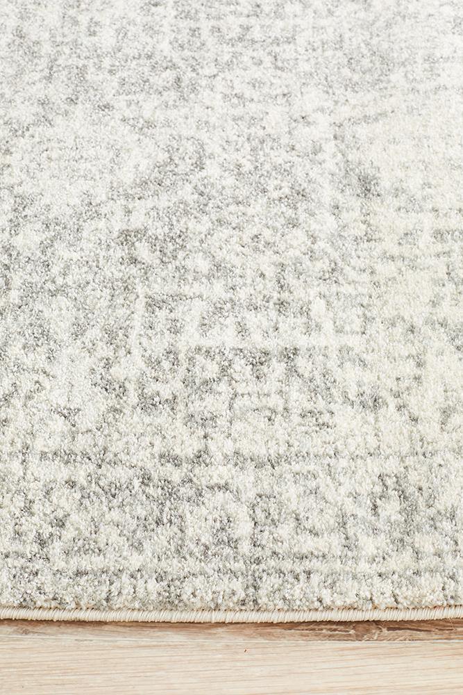 Evoke Dream White Silver Transitional Runner Rug - Cozy Rugs Australia