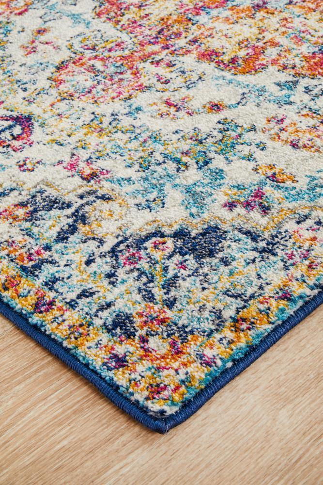 Evoke Carnival White Transitional Runner Rug - Cozy Rugs Australia