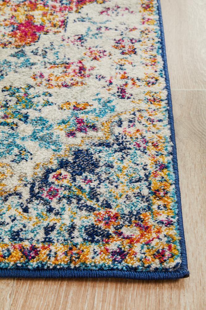 Evoke Carnival White Transitional Runner Rug - Cozy Rugs Australia