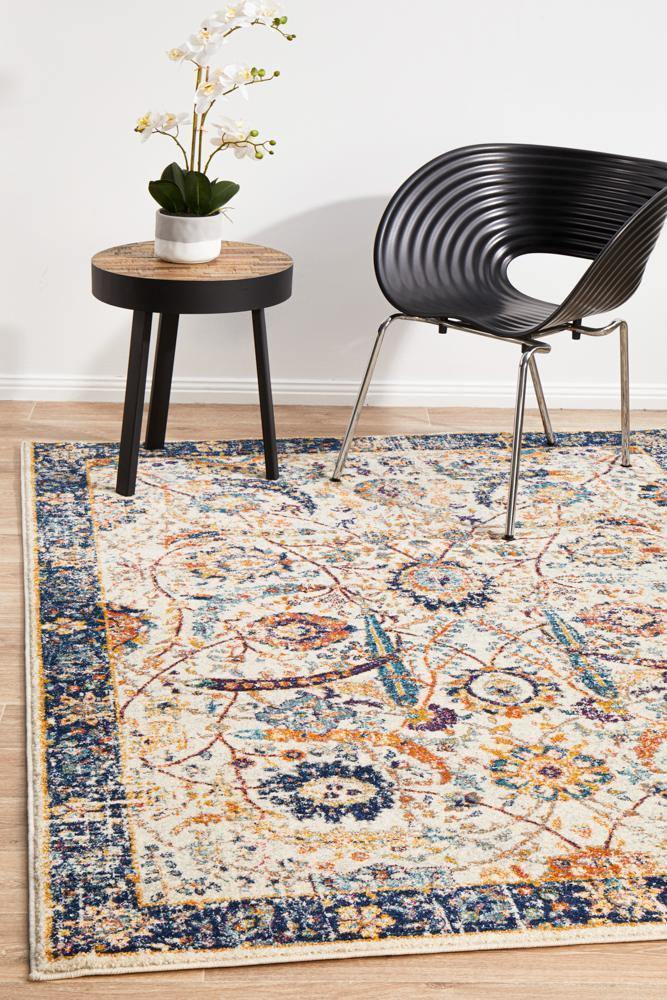 Evoke Peacock Ivory Transitional Rug - Cozy Rugs Australia