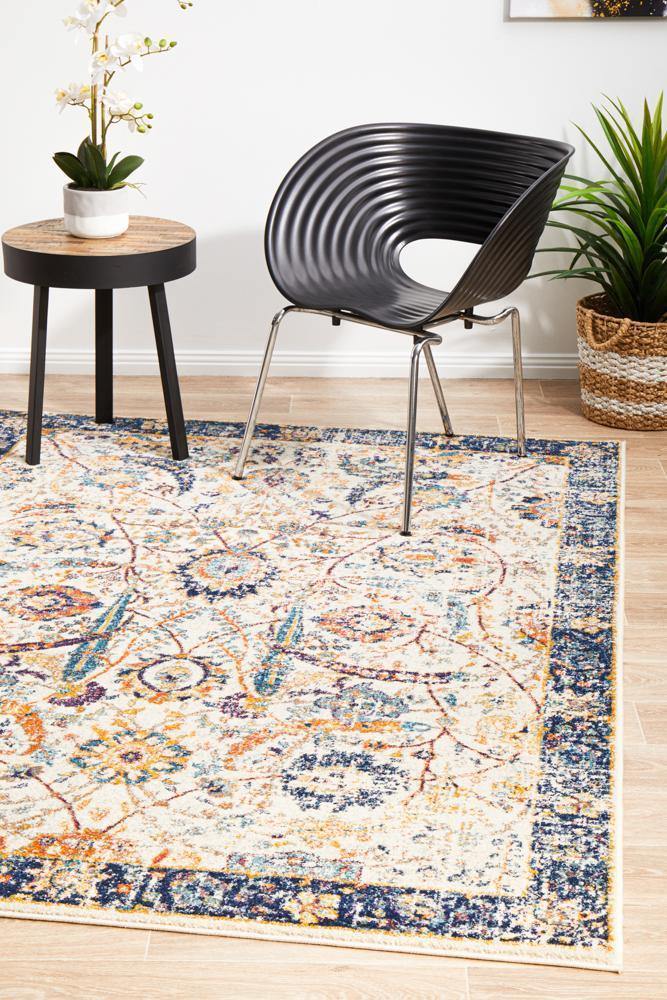 Evoke Peacock Ivory Transitional Rug - Cozy Rugs Australia