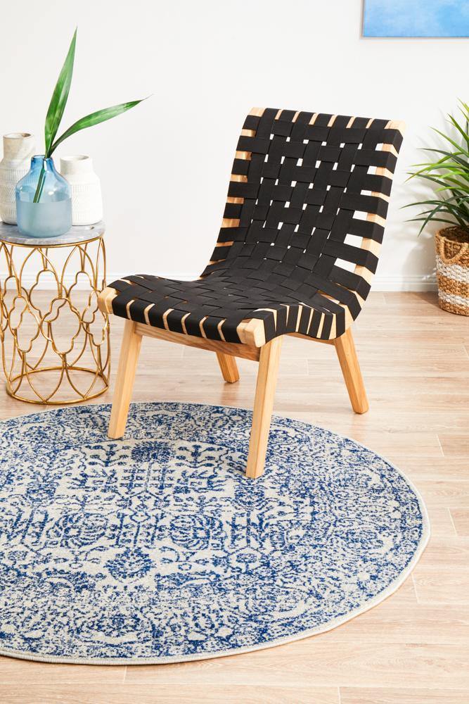 Evoke Frost Blue Transitional Round Rug - Cozy Rugs Australia