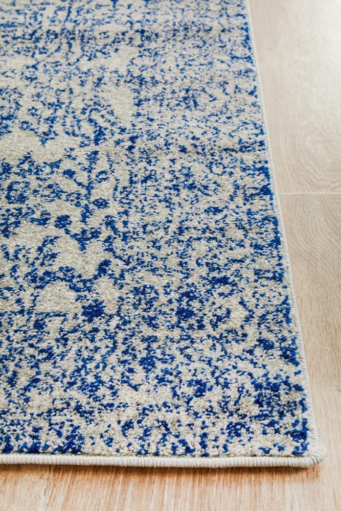 Evoke Frost Blue Transitional Runner Rug - Cozy Rugs Australia