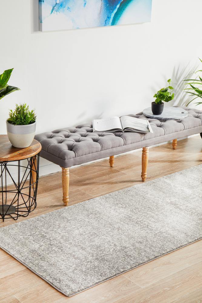Evoke Homage Grey Transitional Runner Rug - Cozy Rugs Australia