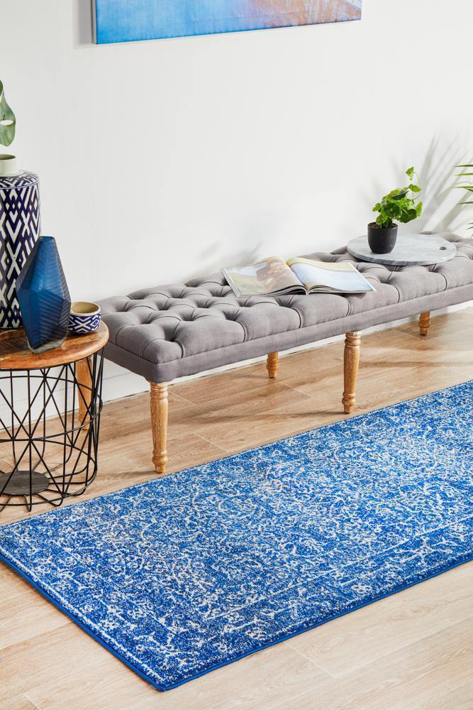 Evoke Artist Navy Transitional Runner Rug - Cozy Rugs Australia