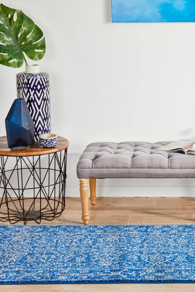 Evoke Artist Navy Transitional Runner Rug - Cozy Rugs Australia
