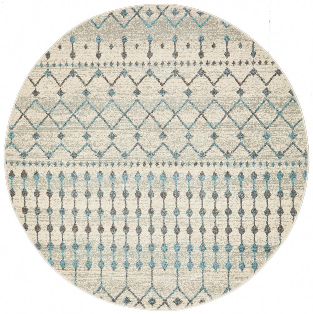 Evoke Slate White Transitional Round Rug - Cozy Rugs Australia