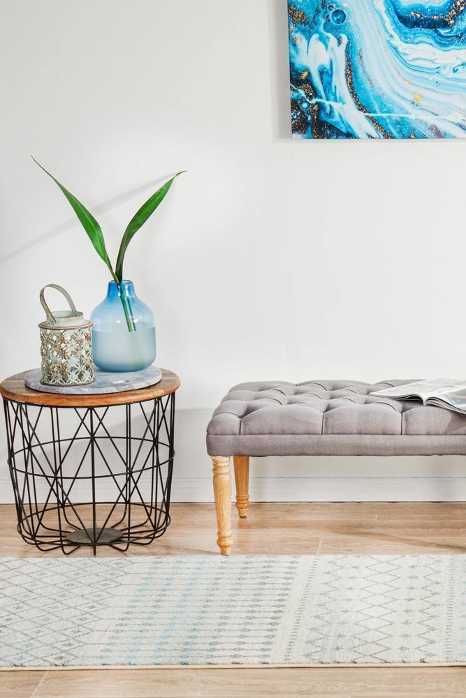 Evoke Slate White Transitional Runner Rug - Cozy Rugs Australia