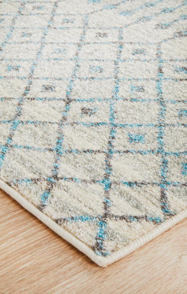 Evoke Slate White Transitional Runner Rug - Cozy Rugs Australia