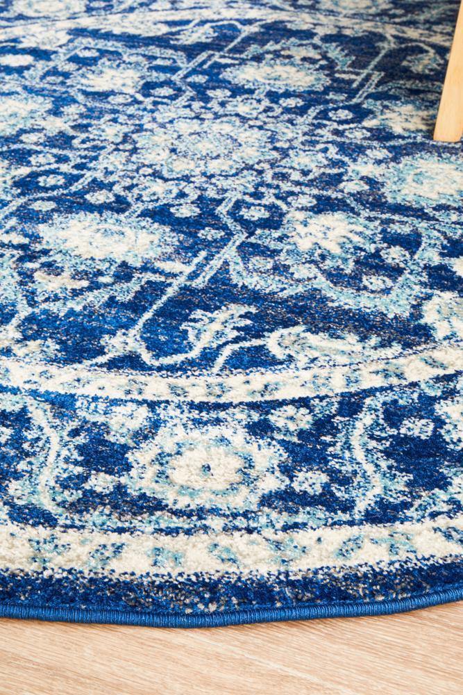 Evoke Release Navy Transitional Round Rug - Cozy Rugs Australia