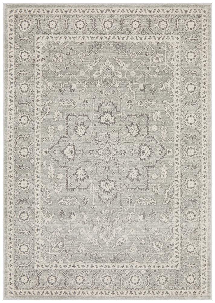 Evoke Silver Flower Transitional Rug - Cozy Rugs Australia