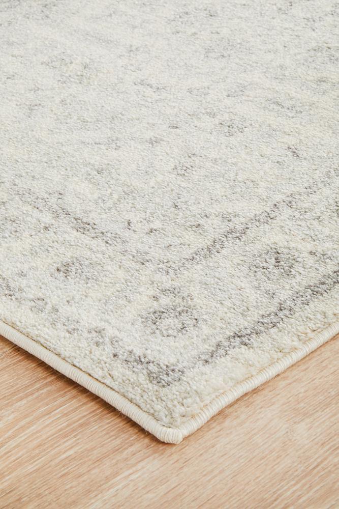 Evoke Winter White Transitional Runner Rug - Cozy Rugs Australia