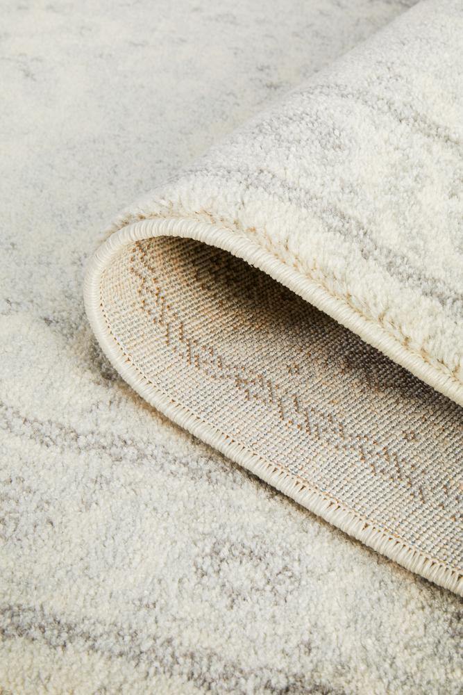 Evoke Winter White Transitional Runner Rug - Cozy Rugs Australia
