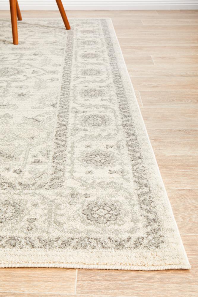 Evoke Winter White Transitional Rug - Cozy Rugs Australia