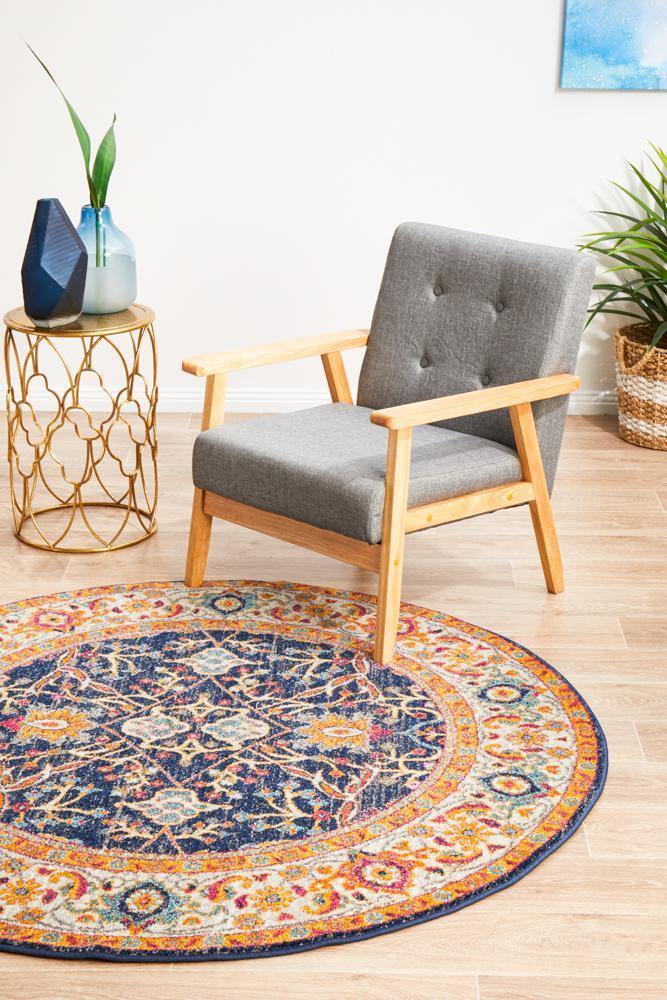 Evoke Splash Multi Transitional Round Rug - Cozy Rugs Australia