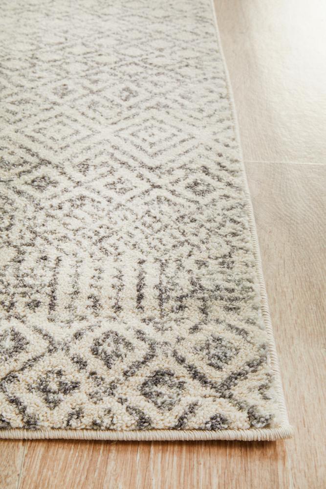 Evoke Diamond Grey Transitional Runner Rug - Cozy Rugs Australia