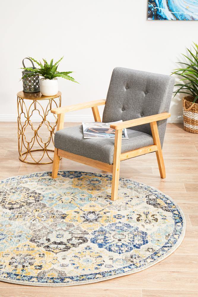 Evoke Poppy Multi Transitional Round Rug - Cozy Rugs Australia