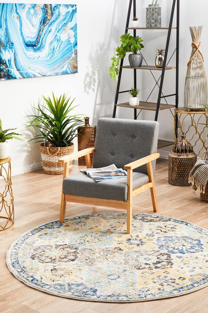 Evoke Poppy Multi Transitional Round Rug - Cozy Rugs Australia