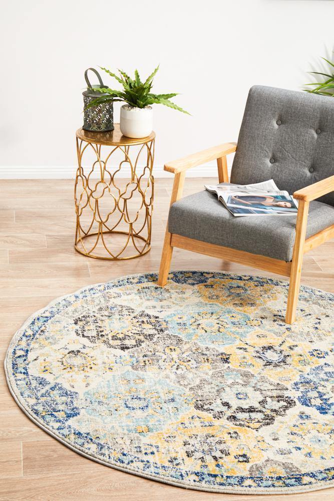 Evoke Poppy Multi Transitional Round Rug - Cozy Rugs Australia