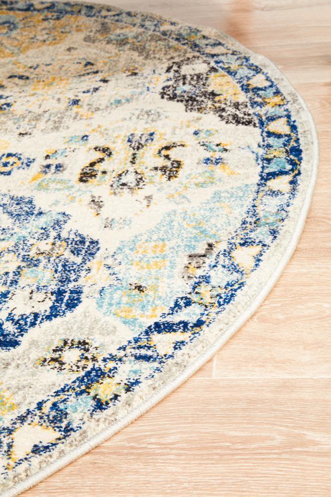 Evoke Poppy Multi Transitional Round Rug - Cozy Rugs Australia