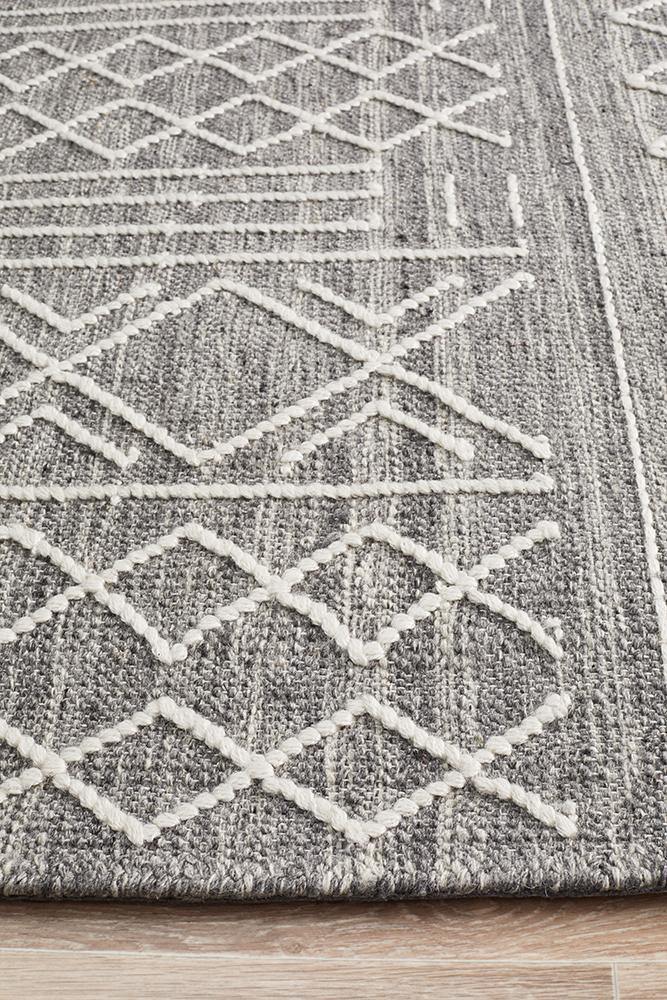 Arya Stitch Woven Rug Silver Grey - Cozy Rugs Australia