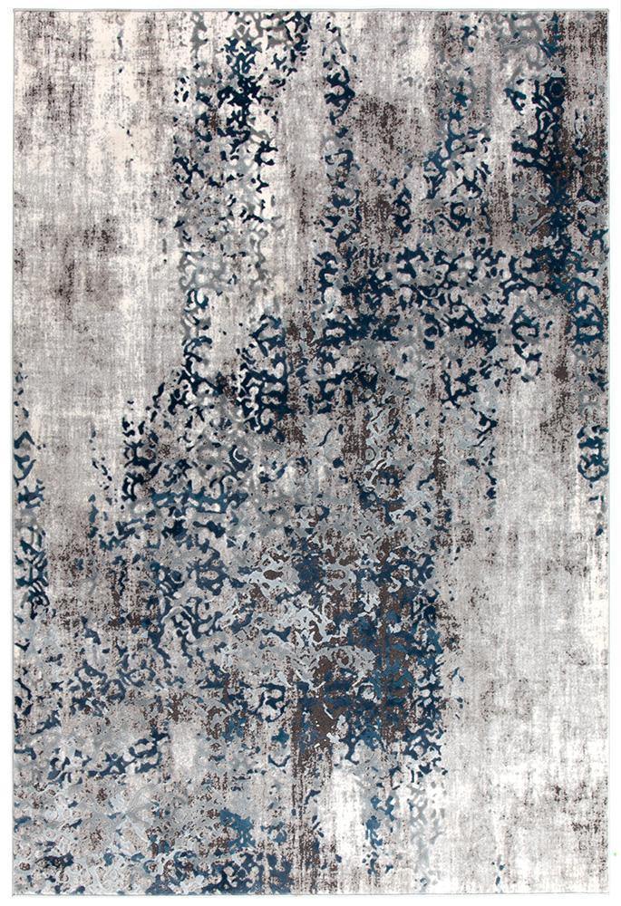 Kendra Casper Distressed Modern Rug Blue Grey White - Cozy Rugs Australia