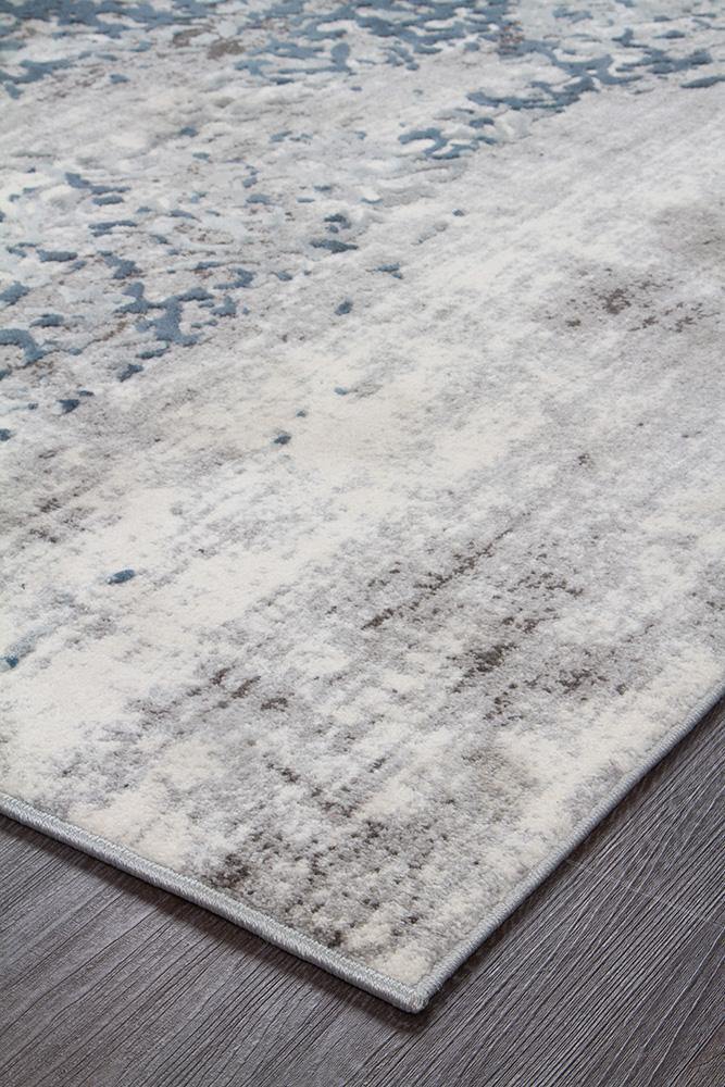 Kendra Farah Distressed Contemporary Rug White Blue Grey - Cozy Rugs Australia
