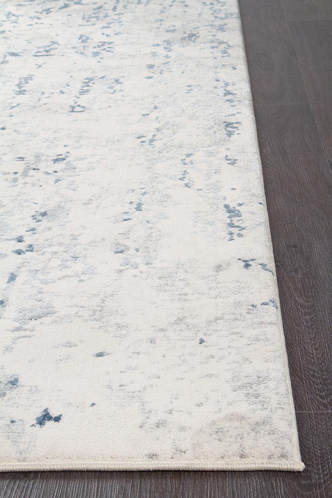 Kendra Farah Distressed Contemporary Rug White Blue Grey - Cozy Rugs Australia