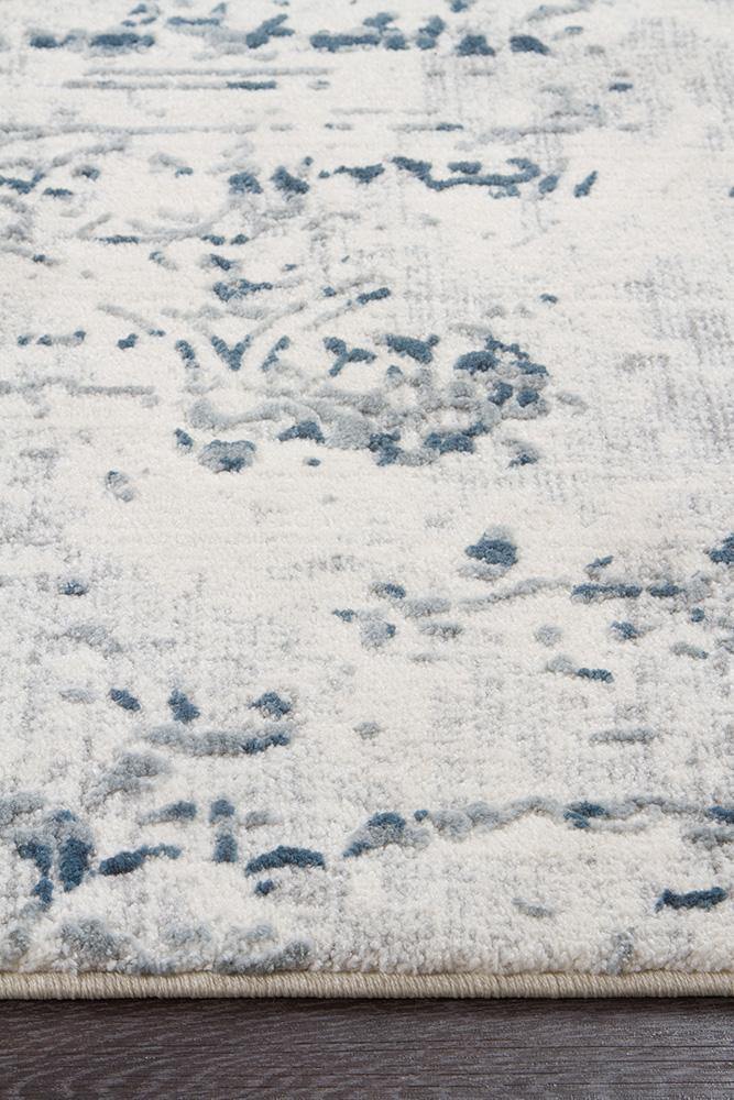 Kendra Farah Distressed Contemporary Rug White Blue Grey - Cozy Rugs Australia