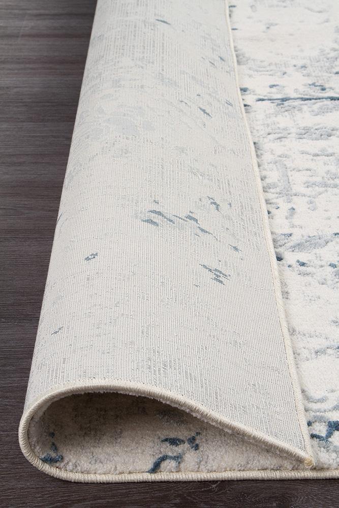 Kendra Farah Distressed Contemporary Rug White Blue Grey - Cozy Rugs Australia