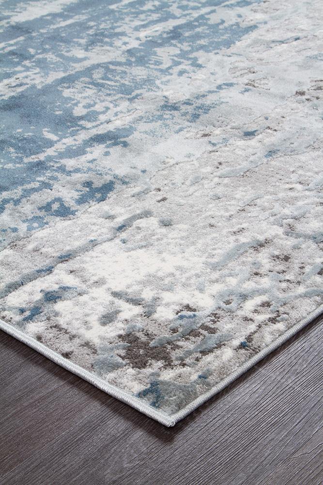 Kendra Roxana Distressed Timeless Rug Blue Grey White - Cozy Rugs Australia