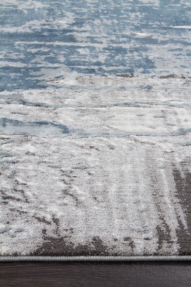 Kendra Roxana Distressed Timeless Rug Blue Grey White - Cozy Rugs Australia