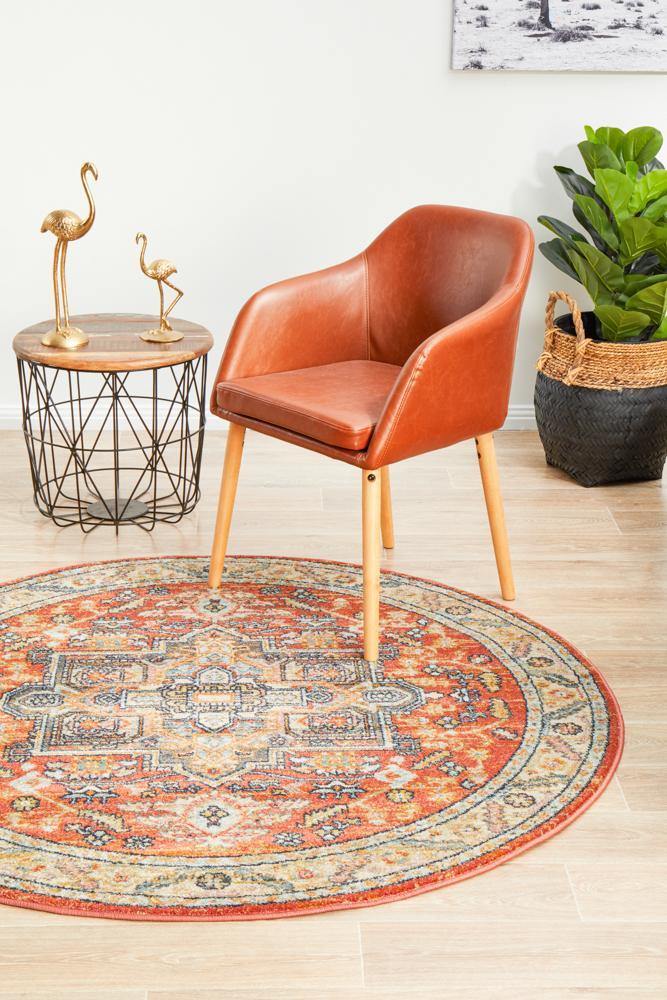 Legacy 850 Terracotta Round Rug - Cozy Rugs Australia