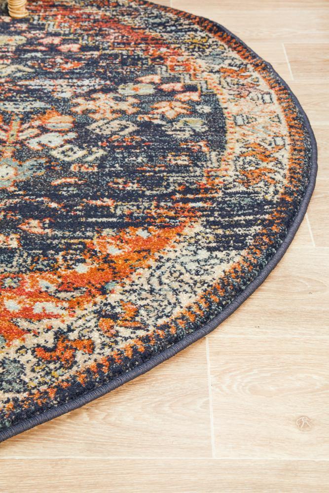 Legacy 854 Navy Round Rug - Cozy Rugs Australia