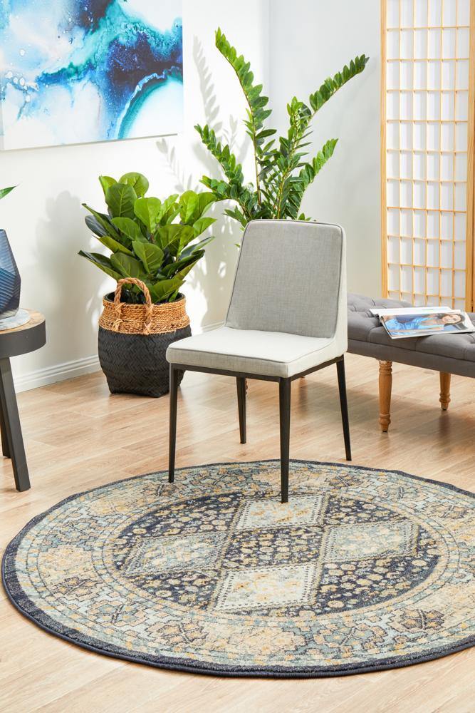 Legacy 857 Navy Round Rug - Cozy Rugs Australia