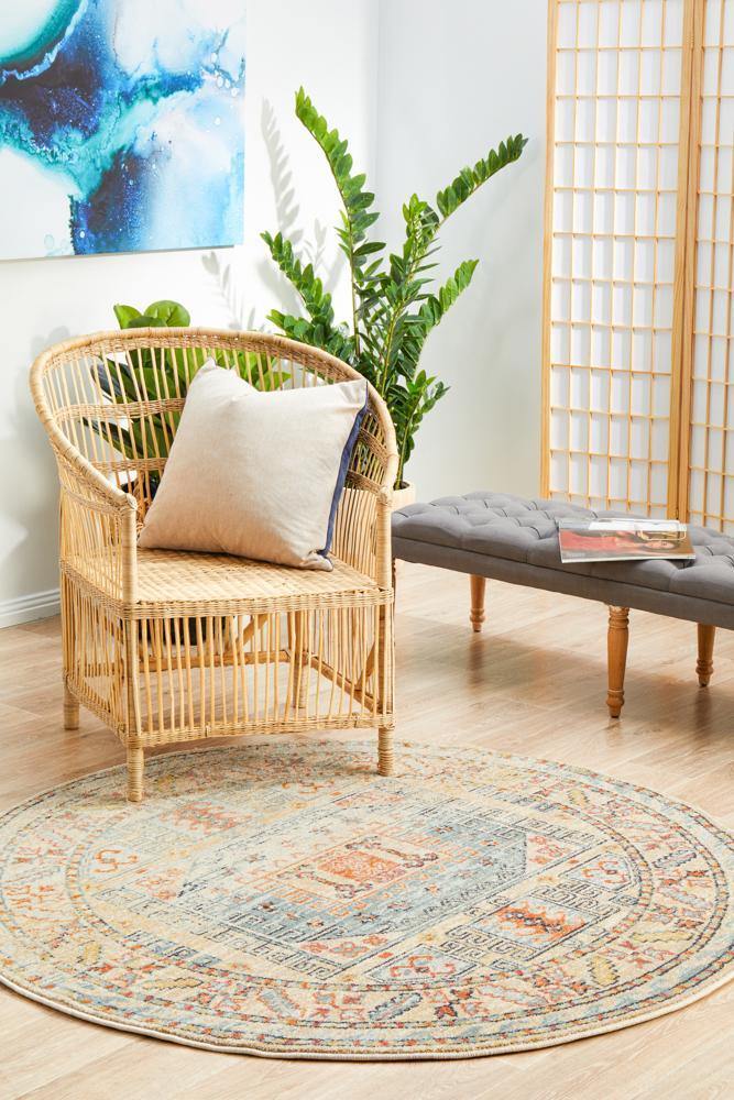 Legacy 859 Sky Blue Round Rug - Cozy Rugs Australia