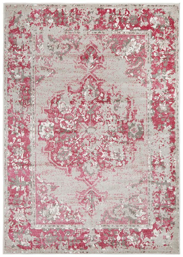 Alexa Transitional Rug Grey Fuchsia - Cozy Rugs Australia