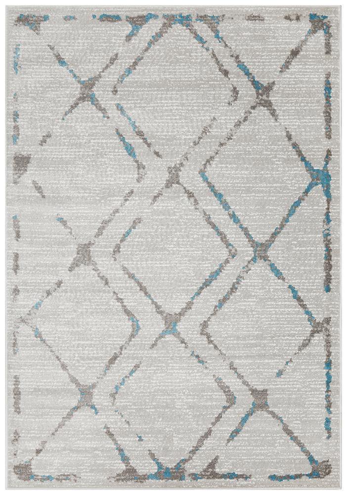 Kendall Contemporary Diamond Rug Grey Blue - Cozy Rugs Australia