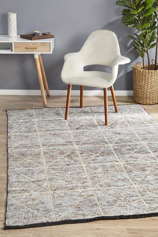 Miller Rhythm Motif Blue Rug - Cozy Rugs Australia