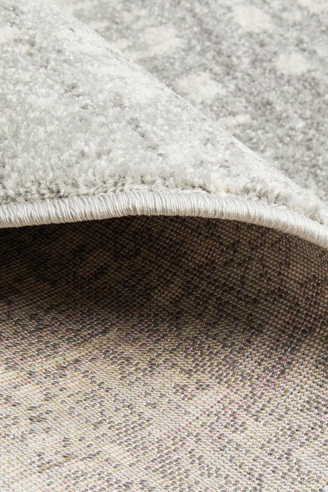 Mirage Ashley Abstract Modern Silver Grey Round Rug - Cozy Rugs Australia