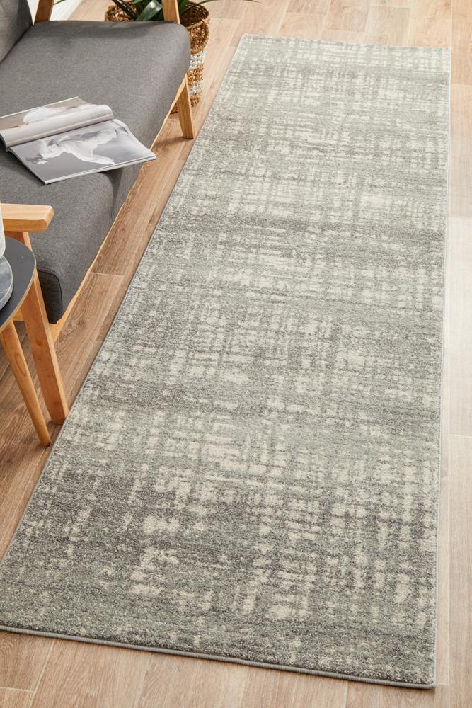 Mirage Ashley Abstract Modern Silver Grey Runner Rug - Cozy Rugs Australia