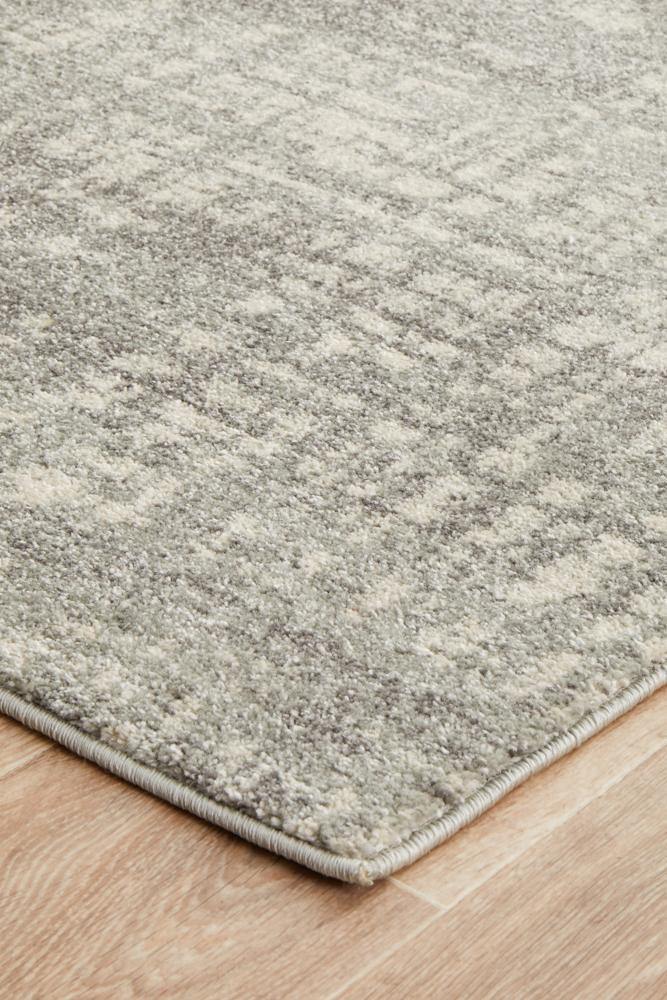 Mirage Ashley Abstract Modern Silver Grey Runner Rug - Cozy Rugs Australia