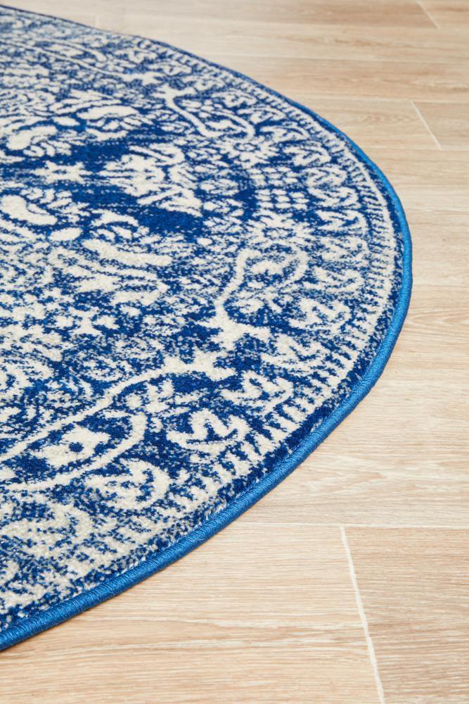 Mirage Gwyneth Stunning Transitional Navy Round Rug - Cozy Rugs Australia