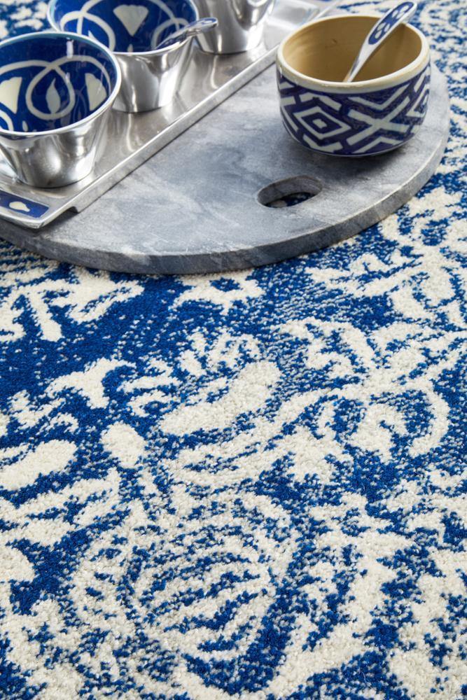 Mirage Gwyneth Stunning Transitional Navy Round Rug - Cozy Rugs Australia