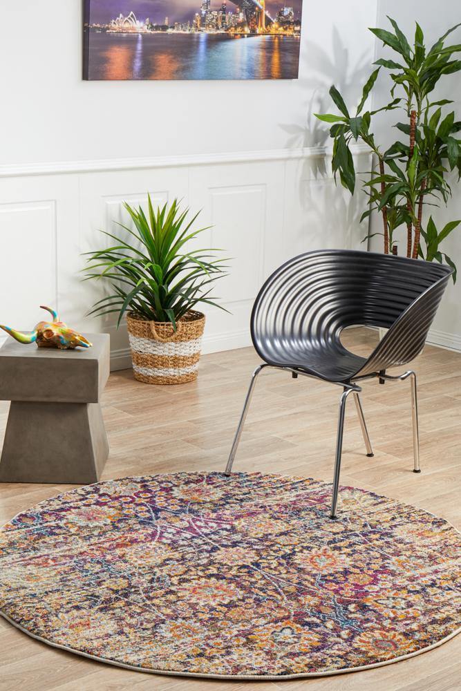 Mirage Zolan Transitional Multi Round Rug - Cozy Rugs Australia