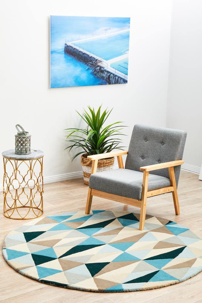 Matrix Pure Wool 901 Turquoise Round Rug - Cozy Rugs Australia
