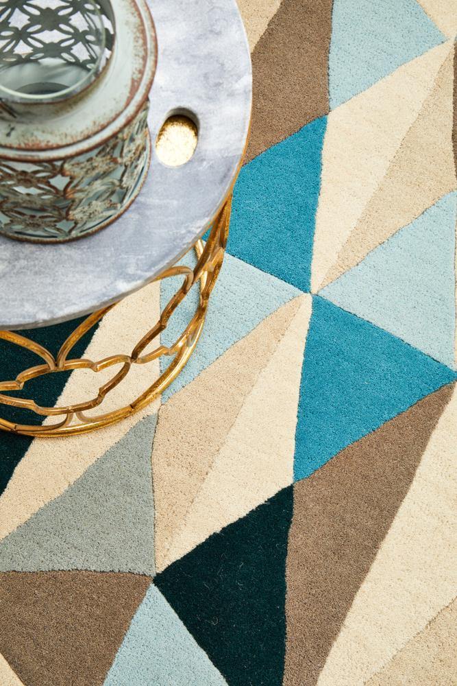 Matrix Pure Wool 901 Turquoise Round Rug - Cozy Rugs Australia