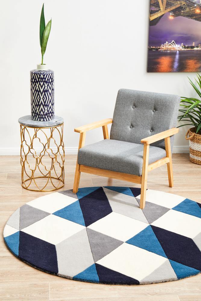 Matrix Pure Wool 904 Steel Round Rug - Cozy Rugs Australia
