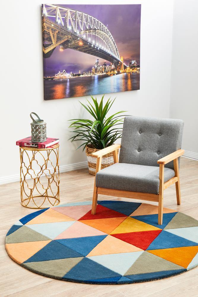 Matrix Pure Wool 905 Multi Round Rug - Cozy Rugs Australia
